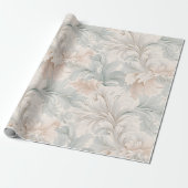Pastel kleuren delicate sierbloemen motieven cadeaupapier (Uitgerold)