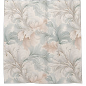 Pastel kleuren delicate sierbloemen motieven douchegordijn (Voorkant)