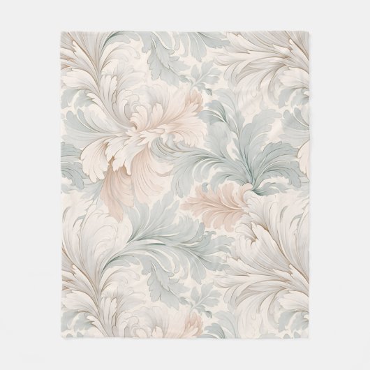 Pastel kleuren delicate sierbloemen motieven fleece deken (Voorkant)