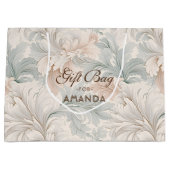 Pastel kleuren delicate sierbloemen motieven groot cadeauzakje (Voorkant)