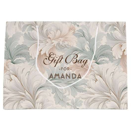 Pastel kleuren delicate sierbloemen motieven groot cadeauzakje (Voorkant)