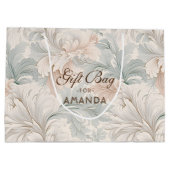 Pastel kleuren delicate sierbloemen motieven groot cadeauzakje (Achterkant)