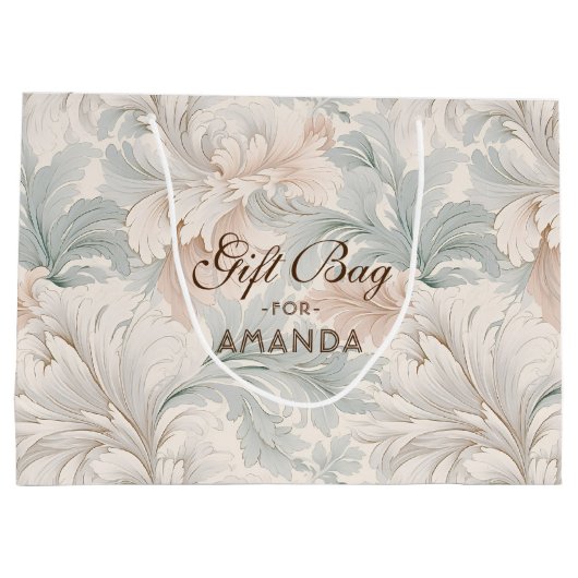 Pastel kleuren delicate sierbloemen motieven groot cadeauzakje (Achterkant)