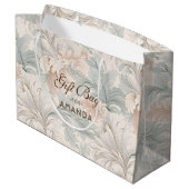 Pastel kleuren delicate sierbloemen motieven groot cadeauzakje (Achterkant Gekanteld)