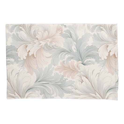 Pastel kleuren delicate sierbloemen motieven kussensloop (Voorkant)