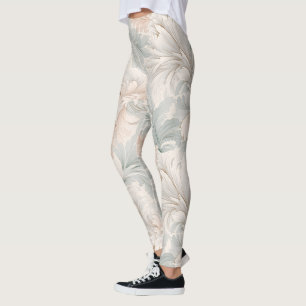 Pastel kleuren delicate sierbloemen motieven leggings
