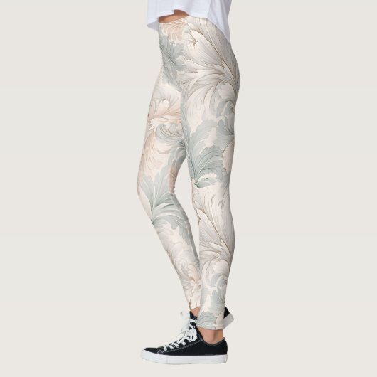 Pastel kleuren delicate sierbloemen motieven leggings (Links)