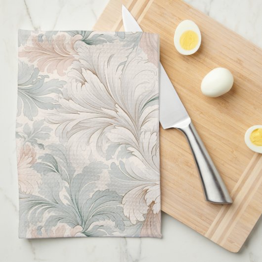 Pastel kleuren delicate sierbloemen motieven theedoek (Quarter Fold)