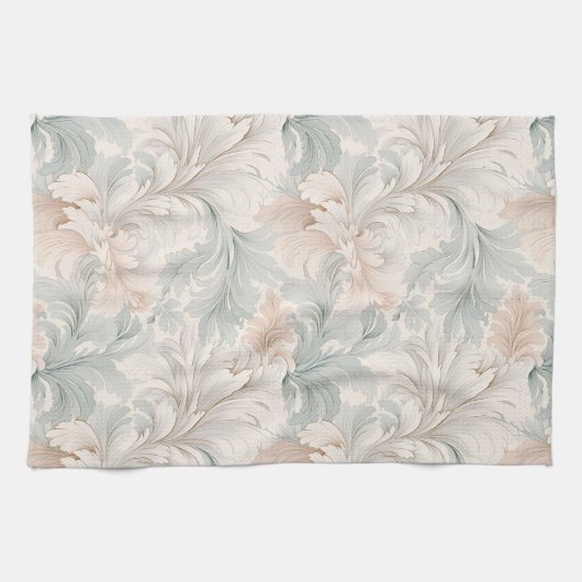 Pastel kleuren delicate sierbloemen motieven theedoek (Horizontaal)