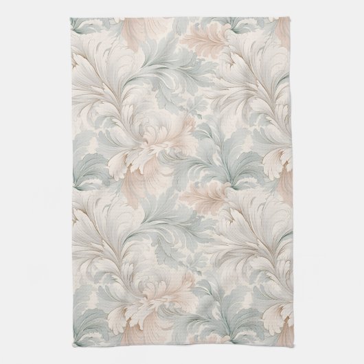 Pastel kleuren delicate sierbloemen motieven theedoek (Verticaal)