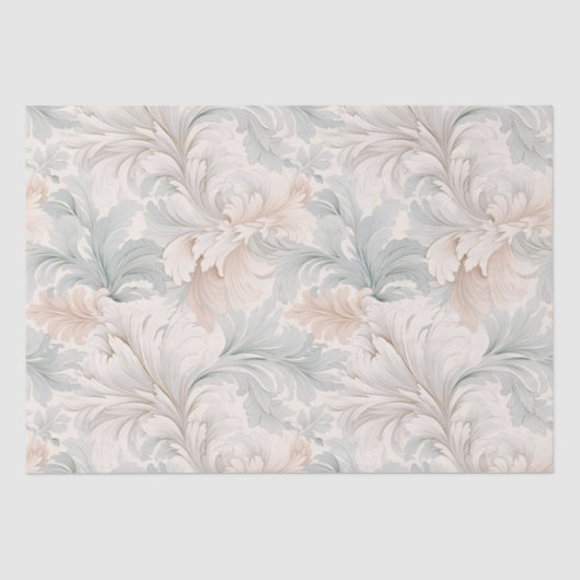 Pastel kleuren delicate sierbloemen motieven tissuepapier (Voorkant)