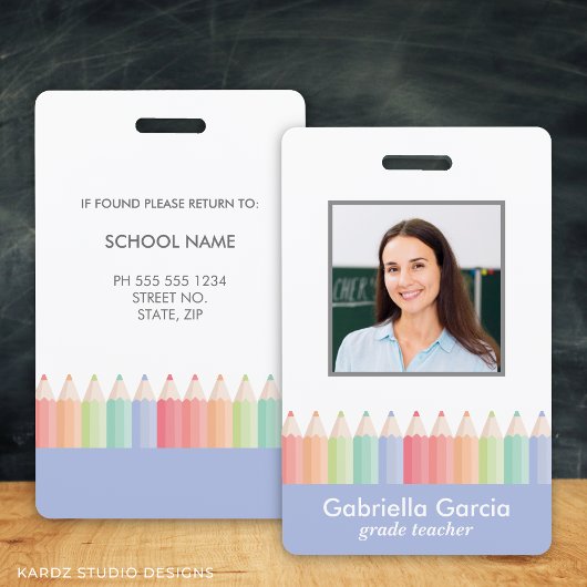 Pastel Kleuren Docent School Personeel ID Badge
