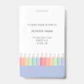 Pastel Kleuren Docent School Personeel ID Badge (Achterkant)