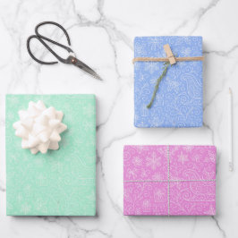 Pastel kleuren Doodle kerstpatroon Inpakpapier Vel