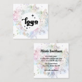 pastel kleuren faux chunky glitter vierkante visitekaartje (Voorkant / Achterkant)