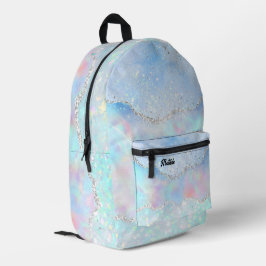 Pastel kleuren faux glitter effect bedrukte rugzak
