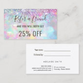 Pastel kleuren faux glitter opal verwijzingskaart visitekaartje (Voorkant / Achterkant)