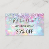 Pastel kleuren faux glitter opal verwijzingskaart visitekaartje (Voorkant)
