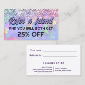 Pastel kleuren faux glitter opal verwijzingskaart visitekaartje (Voorkant / Achterkant)