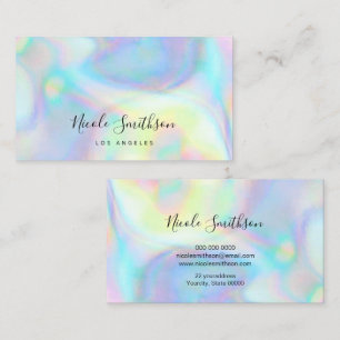 pastel kleuren faux holograph visitekaartje