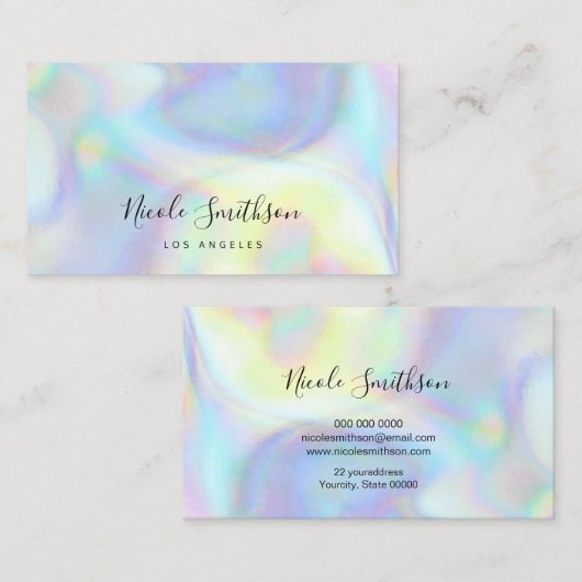 pastel kleuren faux holograph visitekaartje (Voorkant / Achterkant)