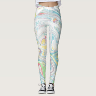 Pastel kleuren gemarmerde swirly achtergrond leggings