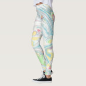 Pastel kleuren gemarmerde swirly achtergrond leggings (Links)