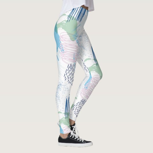 Pastel kleuren geometrisch patroon leggings (Rechts)