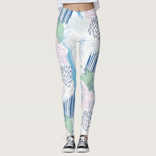 Pastel kleuren geometrisch patroon leggings (Voorkant)