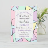 Pastel Kleuren Geometrische bruiloft uitnodigingen (Staand voorkant)