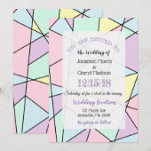 Pastel Kleuren Geometrische bruiloft uitnodigingen (Voorkant / Achterkant)