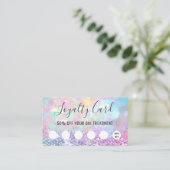 pastel kleuren glitter opaal loyaliteitskaart visitekaartje (Staand voorkant)