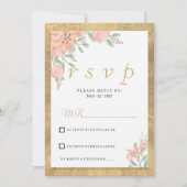 Pastel kleuren goud waterverf floral lijst RSVP Kaart (Voorkant)