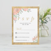 Pastel kleuren goud waterverf floral lijst RSVP Kaart (Staand voorkant)