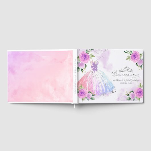 Pastel Kleuren Gown Bloemen Quinceanera Gastenboek (Volledig)