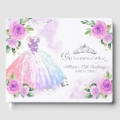 Pastel Kleuren Gown Bloemen Quinceanera Gastenboek (Voorkant)