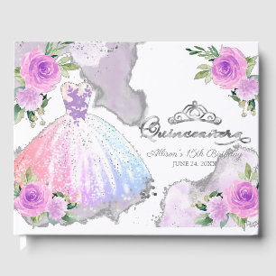 Pastel Kleuren Gown Bloemen Quinceanera Gastenboek