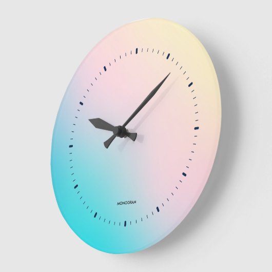 Pastel Kleuren Gradiënt Blauw Roze en Geel Grote Klok (Hoek)