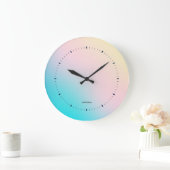 Pastel Kleuren Gradiënt Blauw Roze en Geel Grote Klok (Huis)