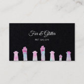 Pastel kleuren harige poten op zwart visitekaartje (Voorkant)