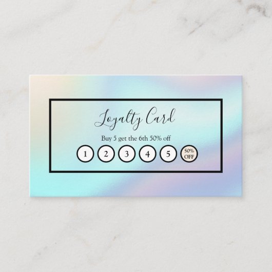 Pastel kleuren holografische elegante loyaliteit visitekaartje (Voorkant)