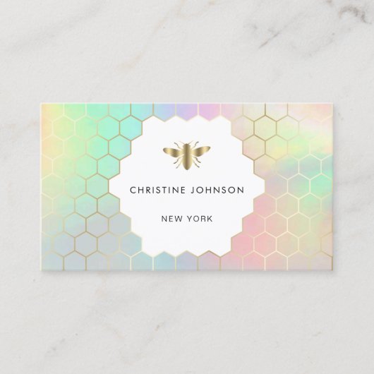Pastel Kleuren Honingraat Hexagons Bee logo Visitekaartje (Voorkant)