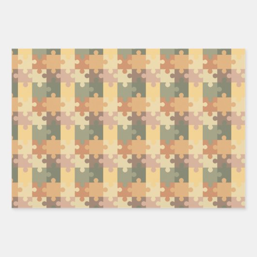 Pastel Kleuren Jigsaw Puzzels Patroon Inpakpapier Vel (Voorkant 3)