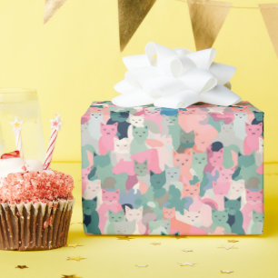 Pastel Kleuren Kat Camouflage Cadeaupapier