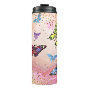 Pastel Kleuren met Vlinders Thermosbeker