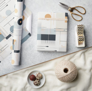 Pastel kleuren midden-eeuw geometrisch patroon cadeaupapier