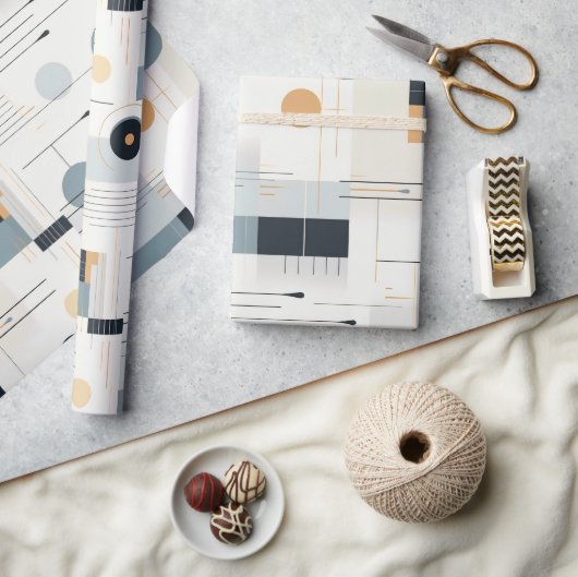 Pastel kleuren midden-eeuw geometrisch patroon cadeaupapier (Crafts)