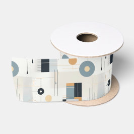 Pastel kleuren midden-eeuw geometrisch patroon satijnen lint