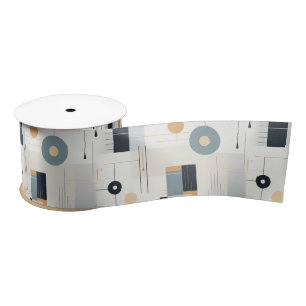 Pastel kleuren midden-eeuw geometrisch patroon satijnen lint