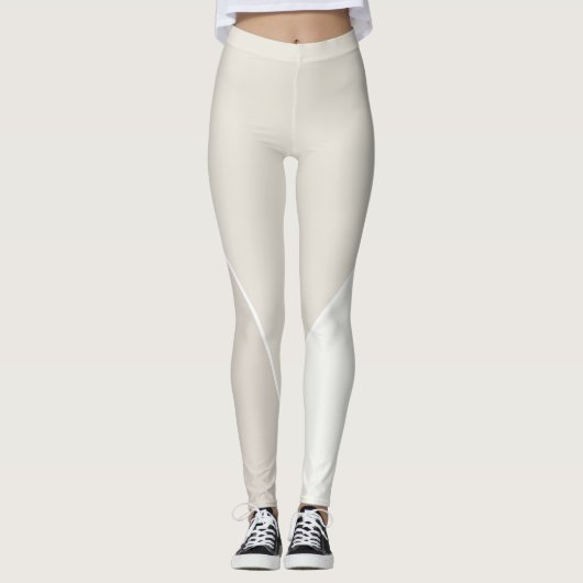 Pastel Kleuren Modern Elegant Beige Bruin Wit Leggings (Voorkant)